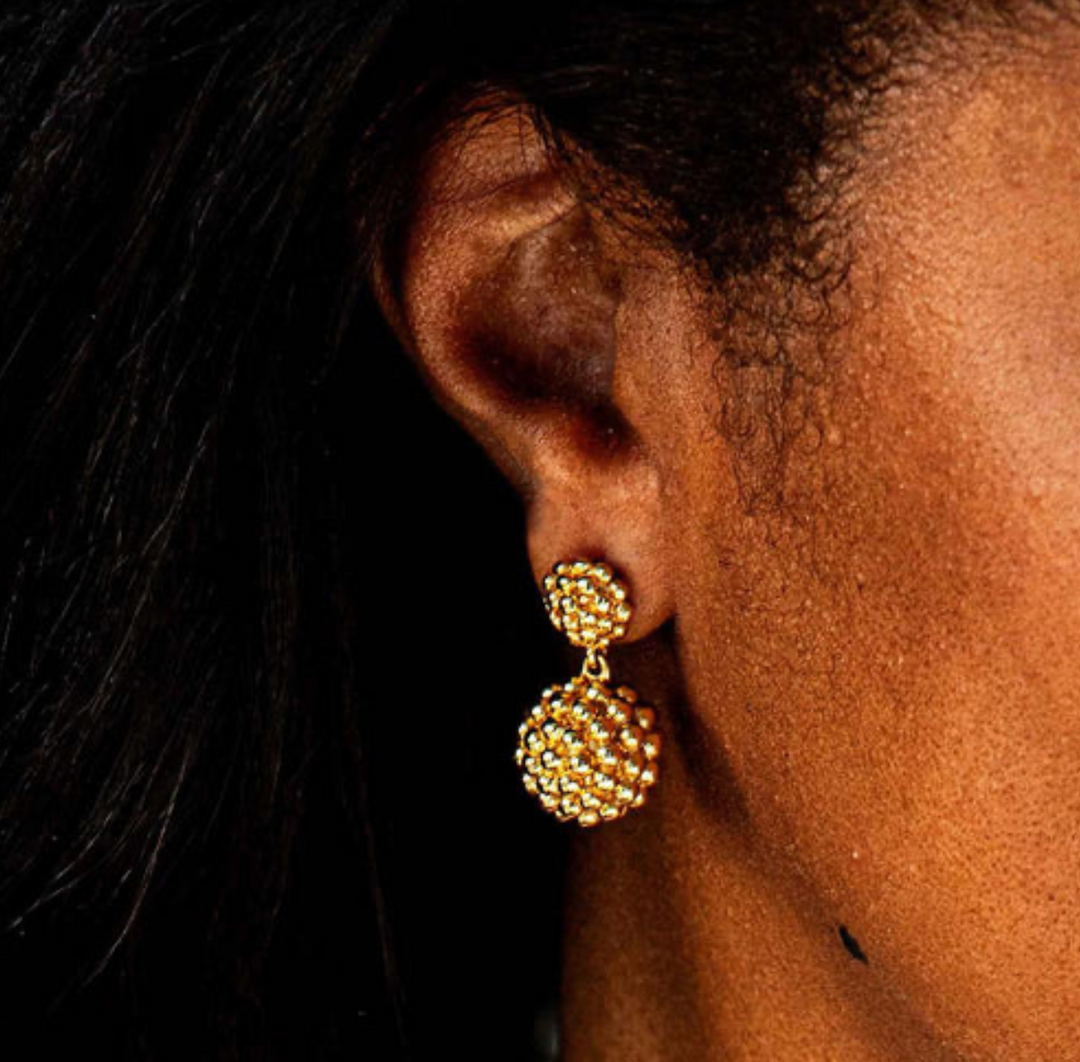 Berry Double Drops Earrings- Gold