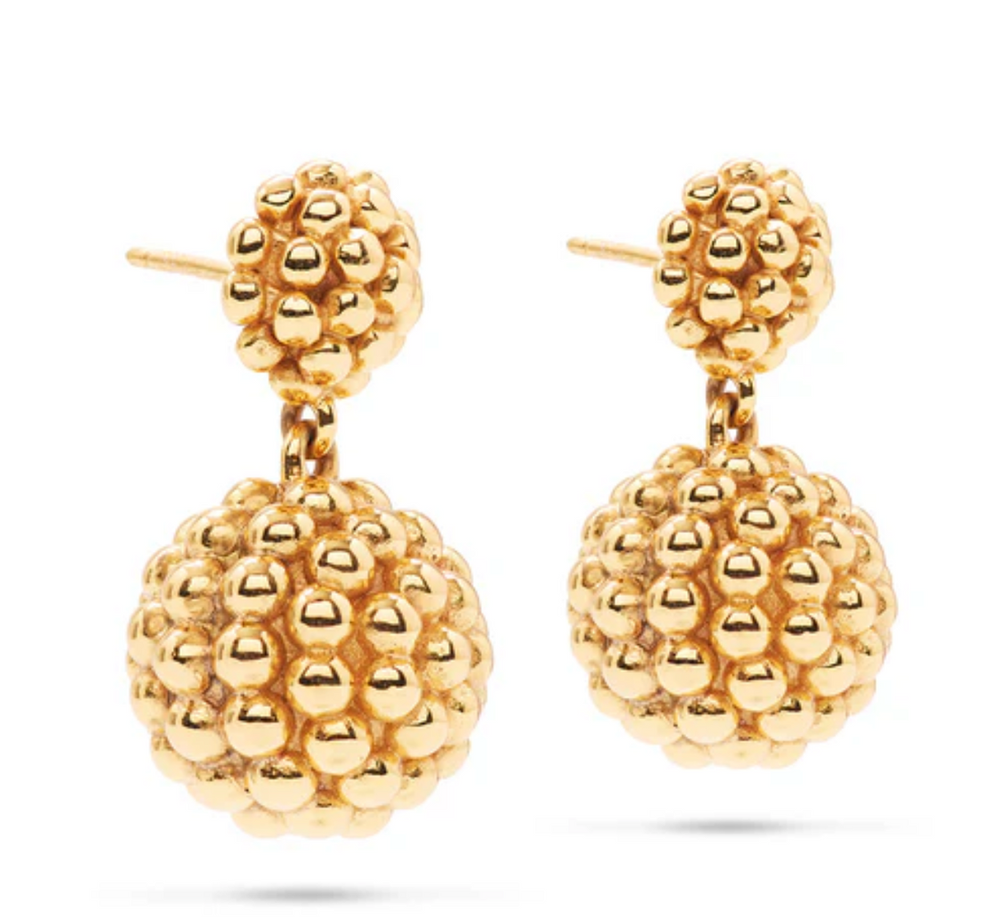 Berry Double Drops Earrings- Gold