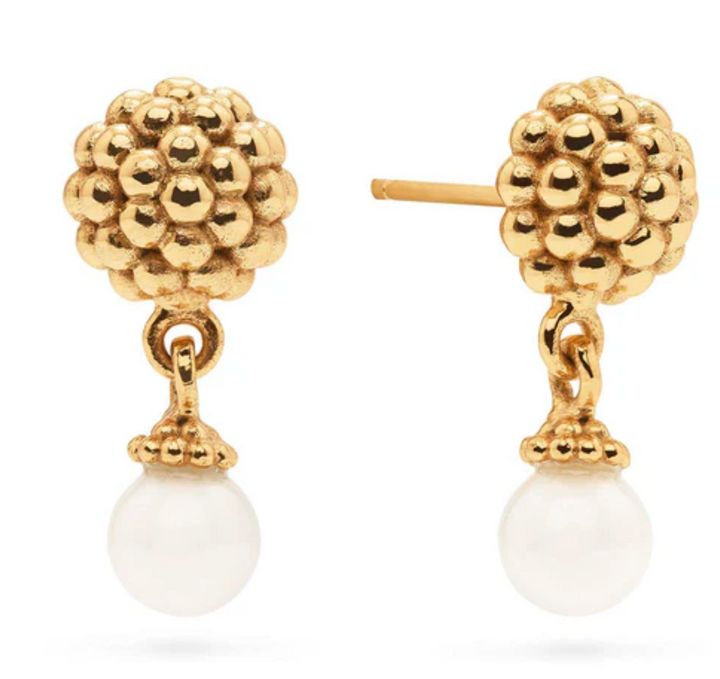 Berry Drop Stud Earrings- Pearl