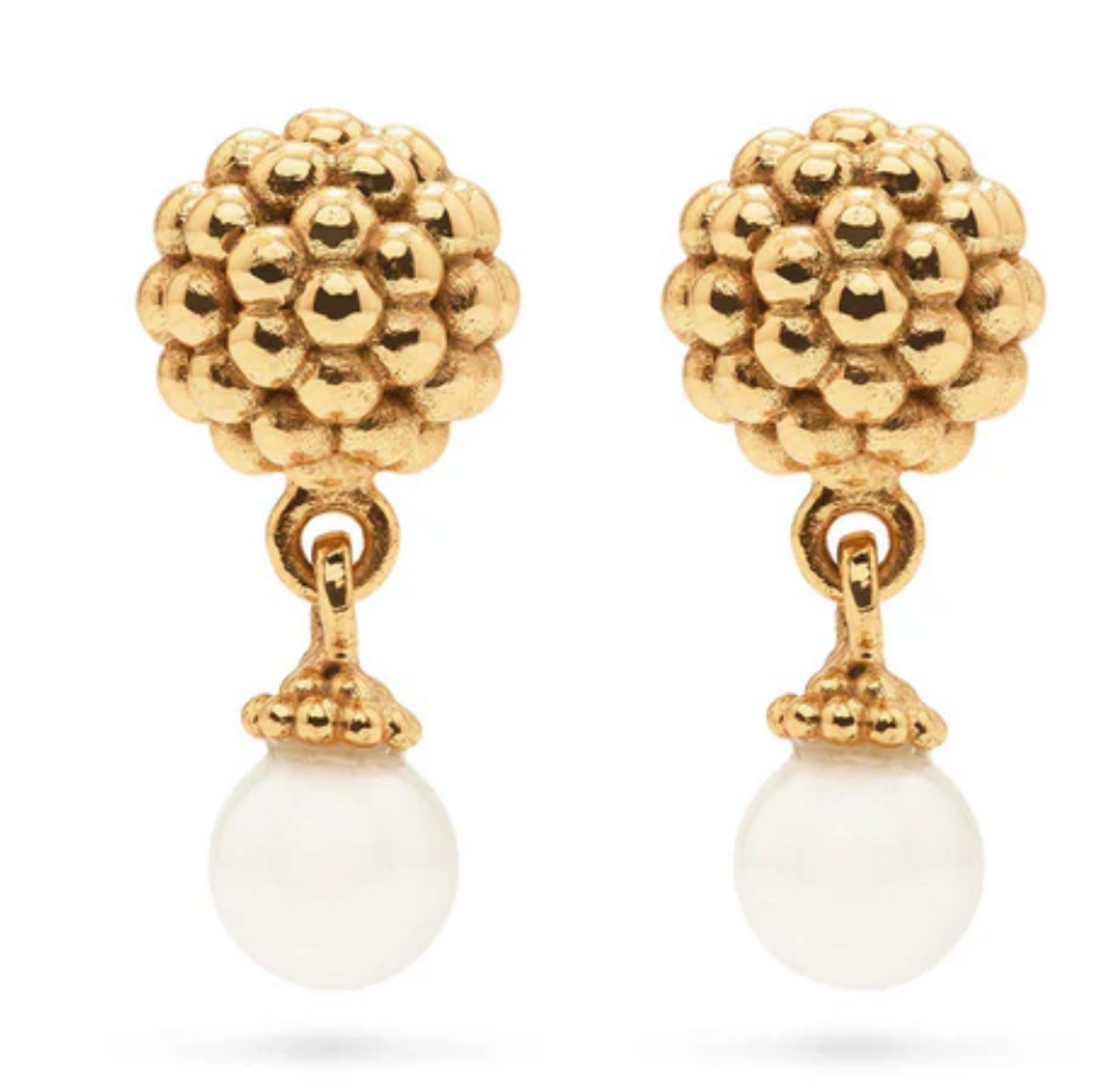 Berry Drop Stud Earrings- Pearl