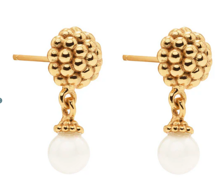 Berry Drop Stud Earrings- Pearl