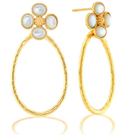 Berry Clover Teardrop Earrings- MOP