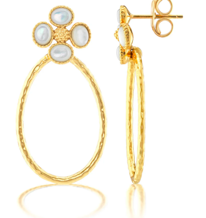 Berry Clover Teardrop Earrings- MOP