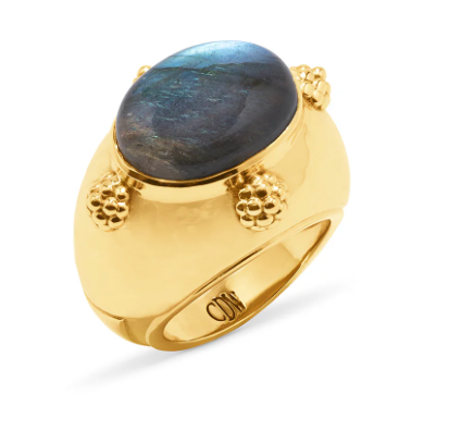 Cleopatra Oval Ring- Gold/Blue Labradorite