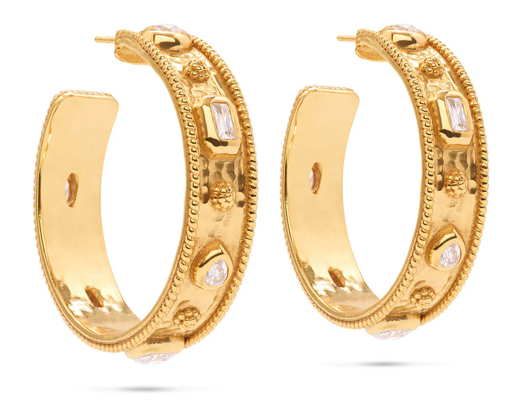 Berry Hoop Earrings- Clear Cubic Zirconia