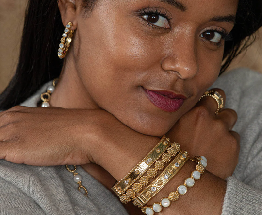 Berry Gem Hinged Bangle- Clear Cubic Zirconia