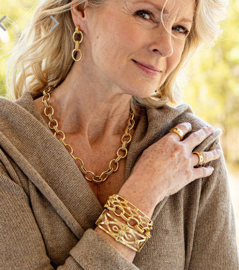 Cleopatra Regal Link Necklace, 16" +2"- Gold