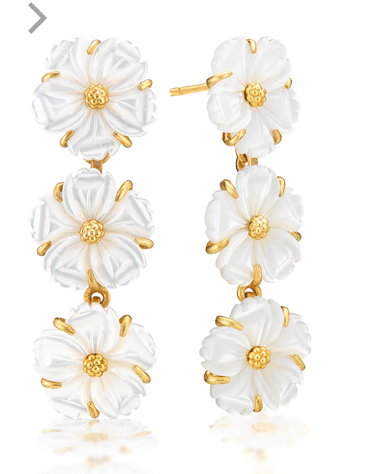 Mermaid Garden Petite Linear Earrings-MOP