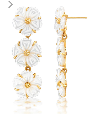 Mermaid Garden Petite Linear Earrings-MOP