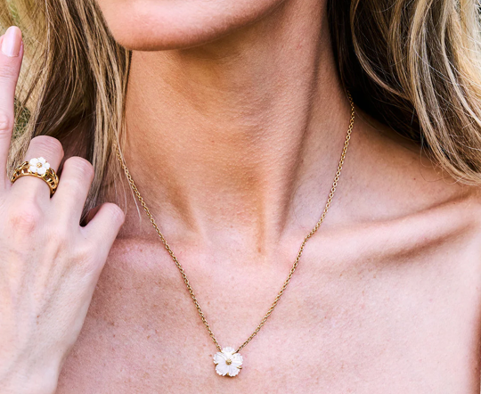 Mermaid Garden Petite Station Necklace, 16" +2"- MOP