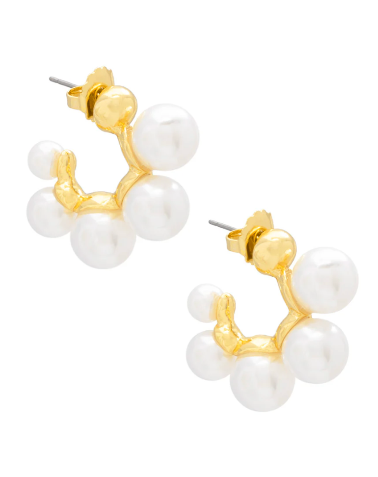 MULTI PEARL HOOP EARRING- GOLD