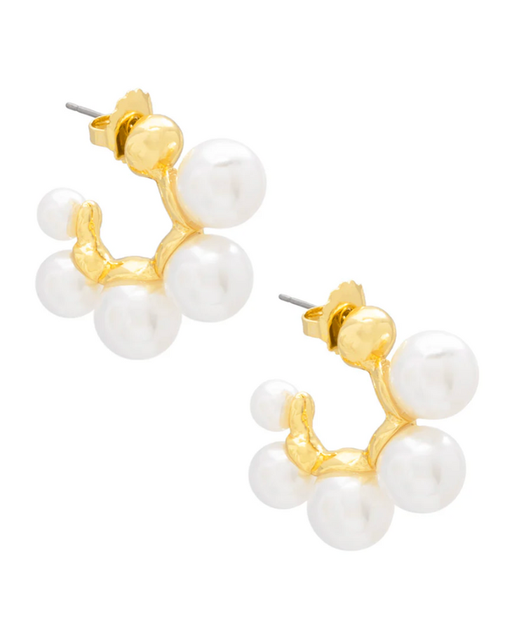 MULTI PEARL HOOP EARRING- GOLD