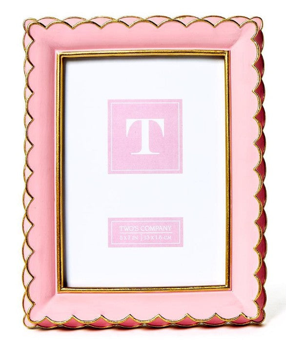 Scalloped Picture Frames 2 Sizes:  (stands horizontally/vertically) - Resin/Glass