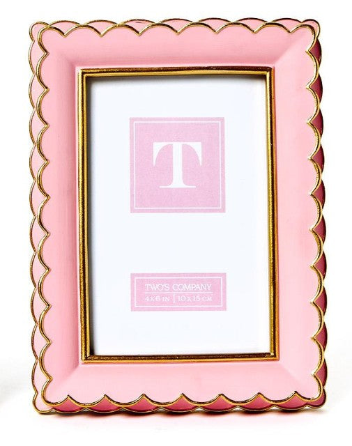 Scalloped Picture Frames 2 Sizes:  (stands horizontally/vertically) - Resin/Glass