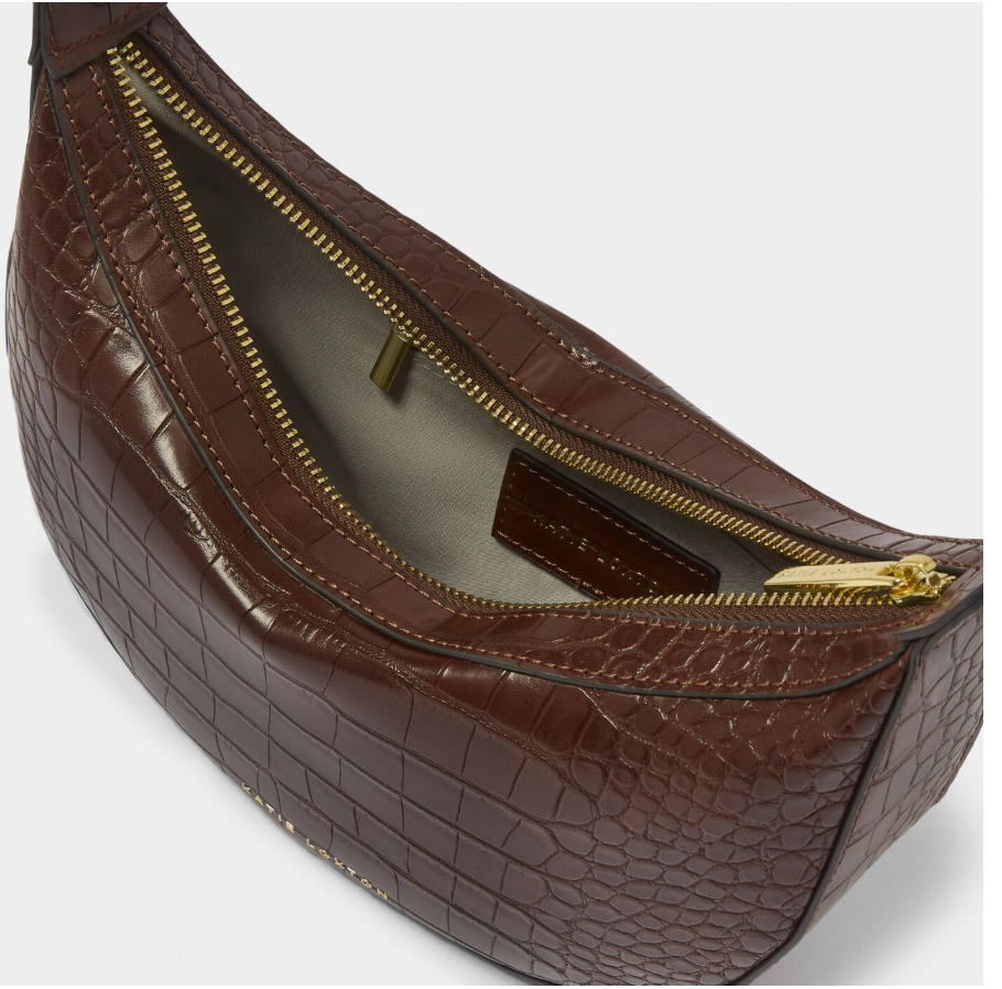 MARNI FAUX CROC SMALL SHOULDER BAG | Chocolate