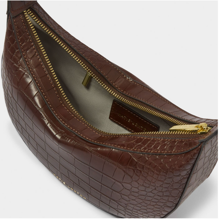 MARNI FAUX CROC SMALL SHOULDER BAG | Chocolate