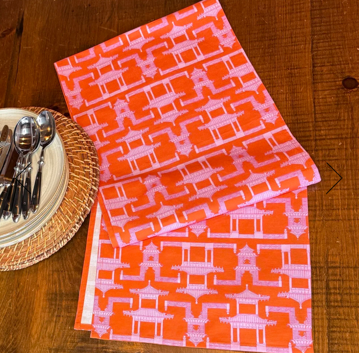 Pagoda Table Runner In Orange