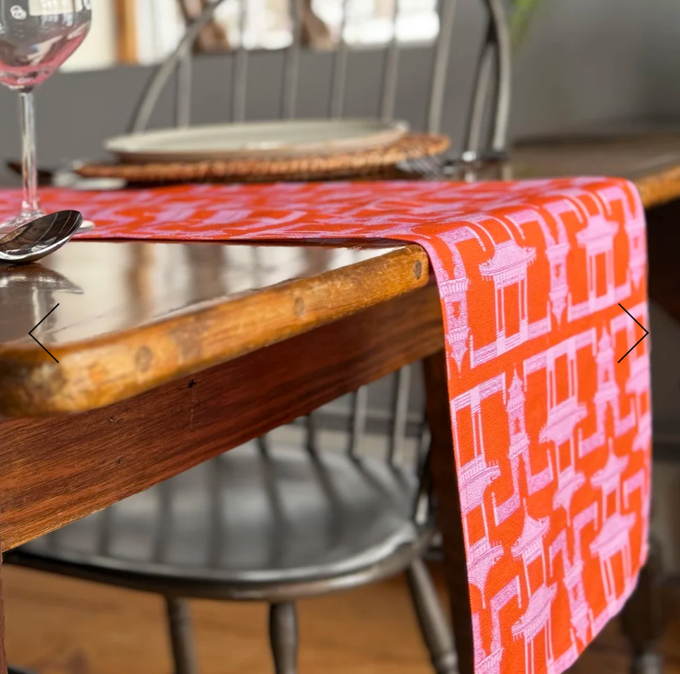Pagoda Table Runner In Orange