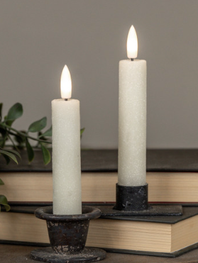 Set/2  5.75' Cream Shimmer Taper Candle 3D Flame