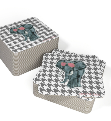 Limited Edition Elephant Houndstooth Reversible Coaster