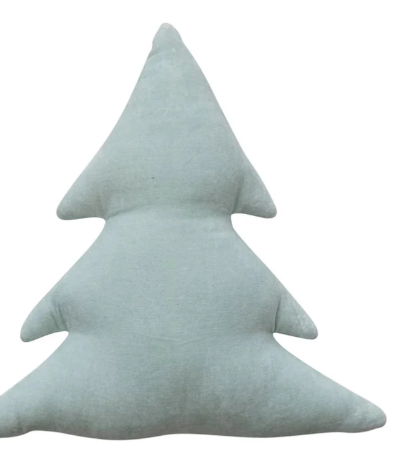 Cotton Velvet Tree Shaped Pillow, Mint Color