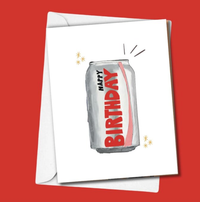 Diet Cola Soda Can Happy Birthday Greeting Card