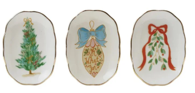 Stoneware Dish w Holiday Image, 3 Styles Sold Separately