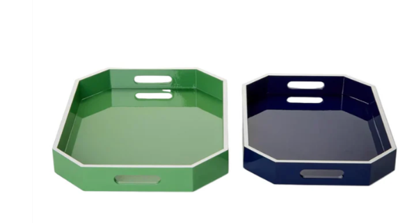 Elongated Rectangular  Lacquer Tray With Handles