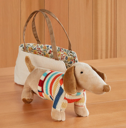 Cotton Removable Dachshund in Carrier, Brown
