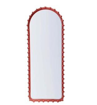 Wood Ball Framed Wall Mirror, Pink,