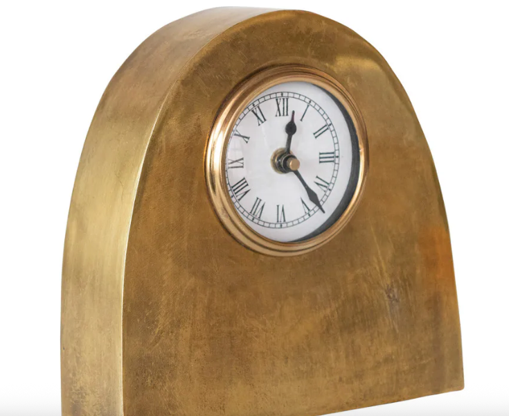 Iron Mantel Clock, Antique Gold Finish