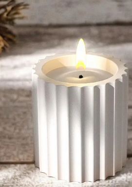 4' Ribbed Cement Candle 3D