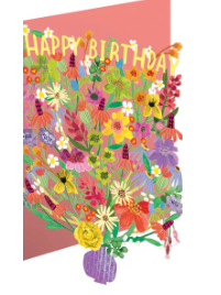 Vase Of Blooms Birthday Laser Cut Card