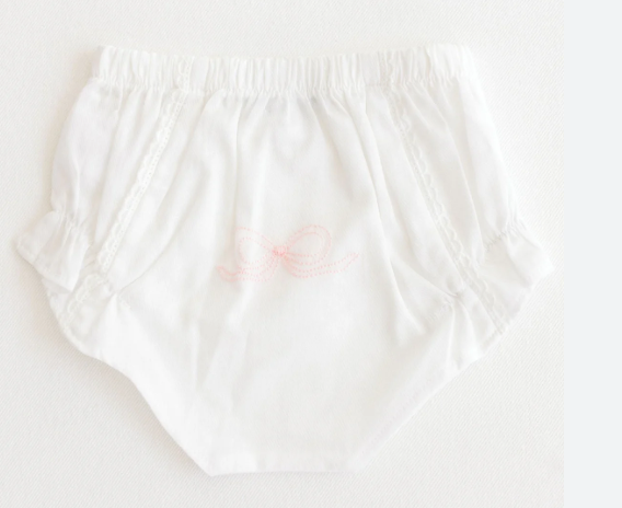 Diaper Cover With Pink Embroidered Bow