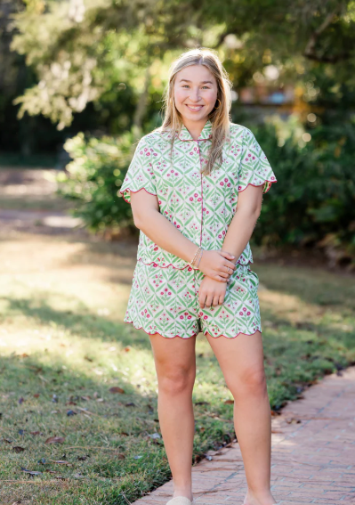 Chateau Rose Henley PJ Short Set