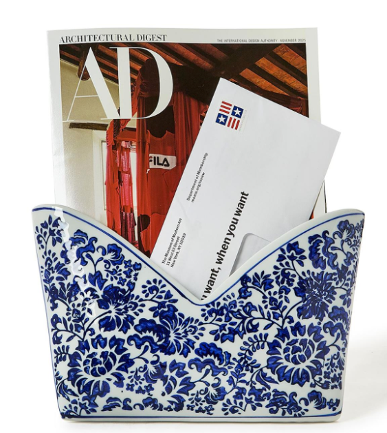 Chinoiserie Blue And White Letter Holder