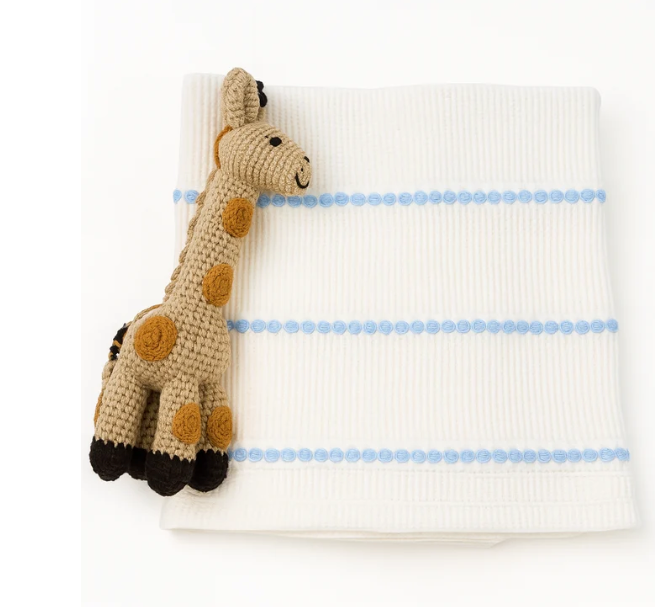 Pucker Texture  W/ Stripe Baby Blanket