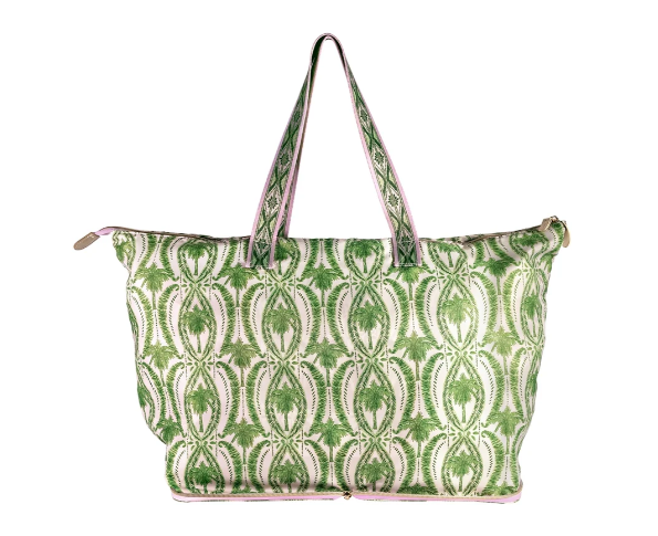 Packable Tote, Textured Palm Stripe