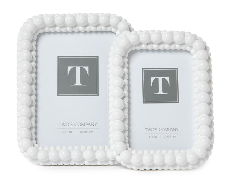 White Double Hobnail Photo Frames Includes 2 Sizes: 4" x 6" and 5" x 7" (stands vertically) - Resin/Glass