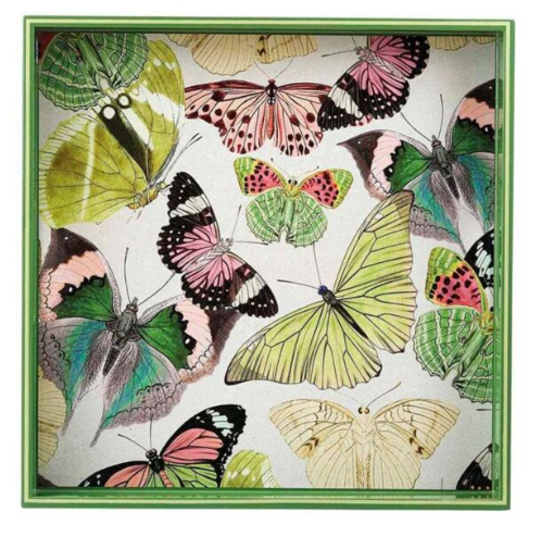 Butterflies Square Lacquer Serving Tray