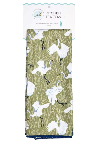 Egret And Reed Eco  Tea Towel