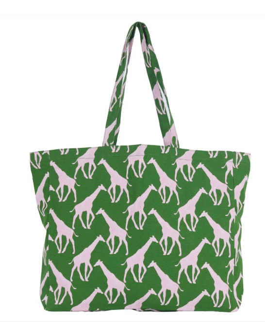 Giraffe  Pink & Green Little Shopper Canvas Tote Bag