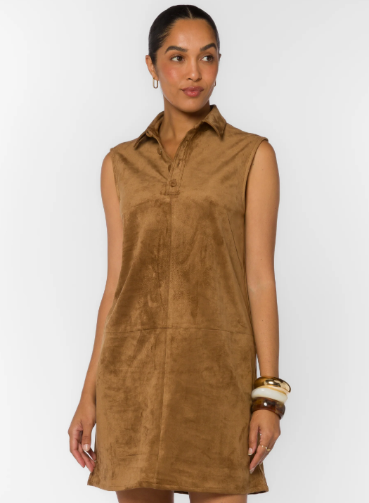 Novi Faux Suede Sleeveless  Mini Dress