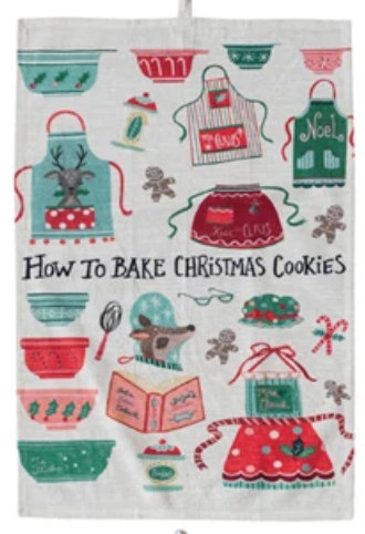 Cotton Slub Printed Tea Towel w/ Holiday Saying "How To…", 4 Styles ©