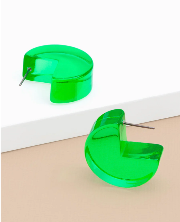 Lucite Pac-Man Huggie Earring  Jewelry