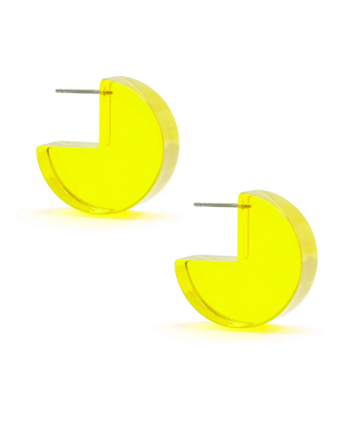 Lucite Pac-Man Huggie Earring  Jewelry