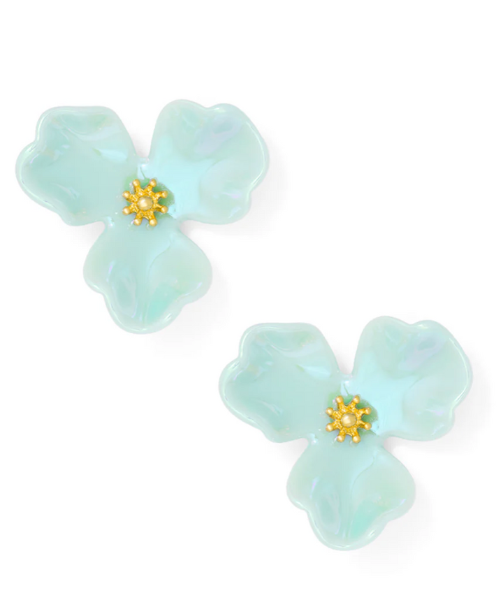 IRIDESCENT RESIN 3-PETAL STUD EARRING