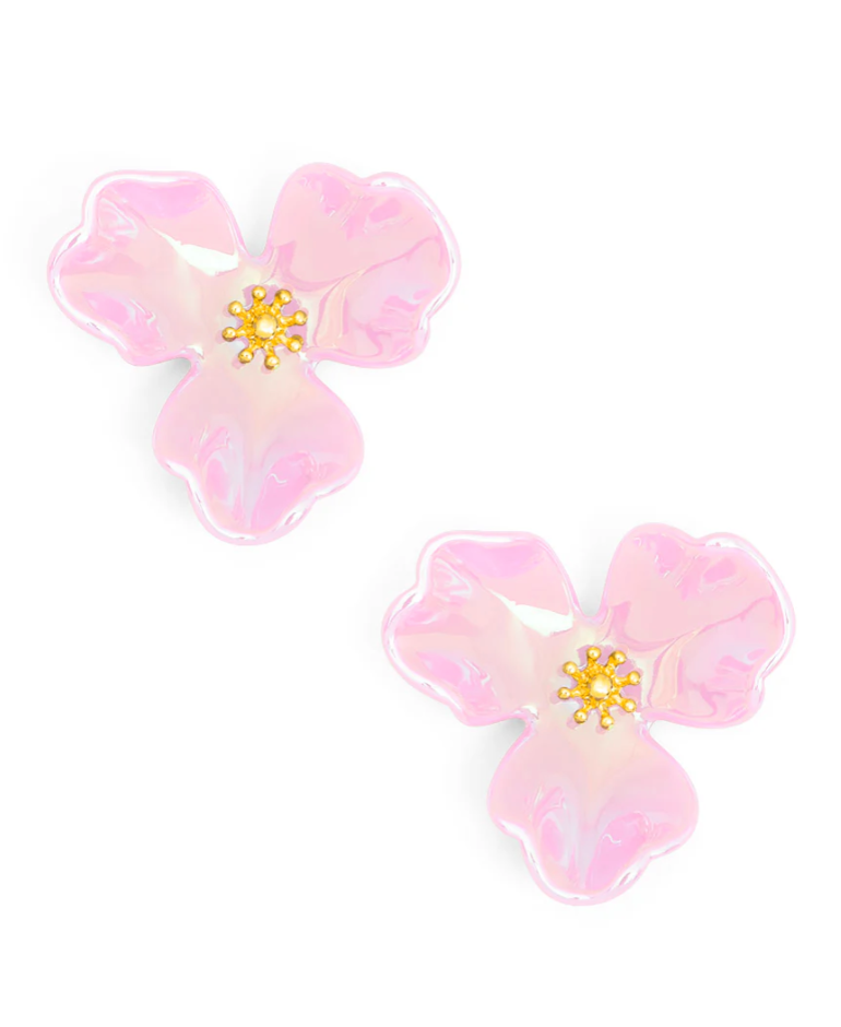 IRIDESCENT RESIN 3-PETAL STUD EARRING