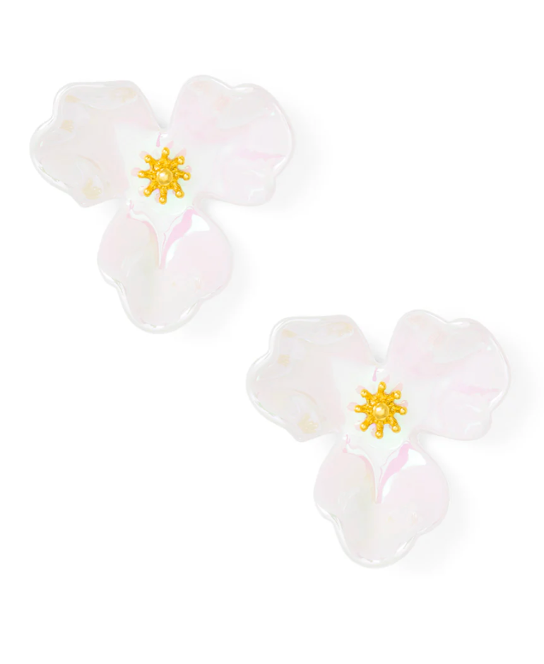 IRIDESCENT RESIN 3-PETAL STUD EARRING