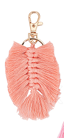 Weaving Tassel Cotton Pendant Decorations, Alloy Lobster Clasps Charm, Clip-on Charm, for Keychain, Purse, Backpack Ornament, Cerise, 115~145mm